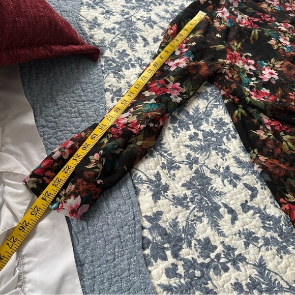 KUT From The Cloth Blouse Sheer Dark Floral Fairy Top Whimsigoth Black Sz 2X - Picture 12 of 12